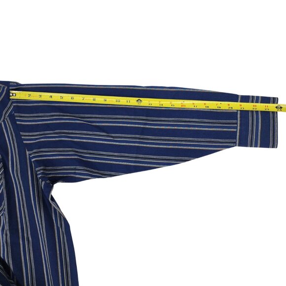 90s Plains Western Wear Mens XL Pearl Snaps Blue Stripes Snap Button Long Sleeve - Picture 12 of 12